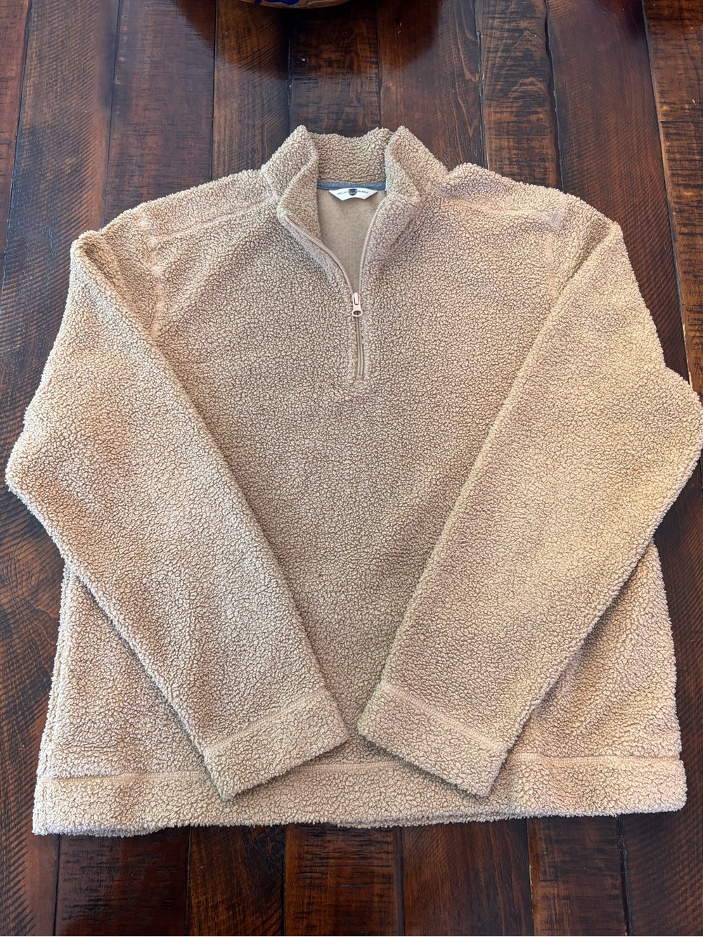 Black Brown 1826 Men's Tan Sherpa 1/4 Zip-Up Pullover-Large